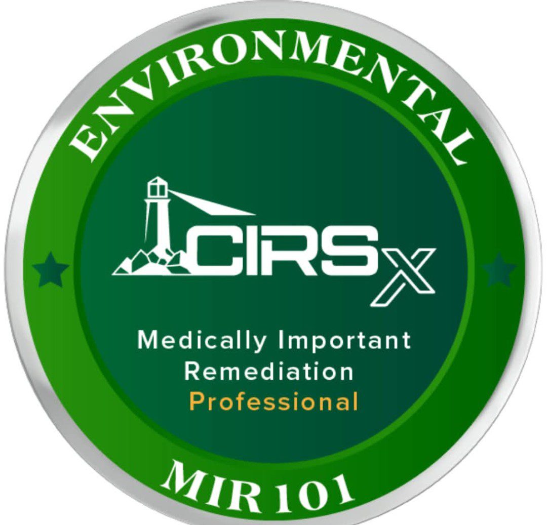 Green and white circular badge for Environmental Medically Important Remediation Professionals.